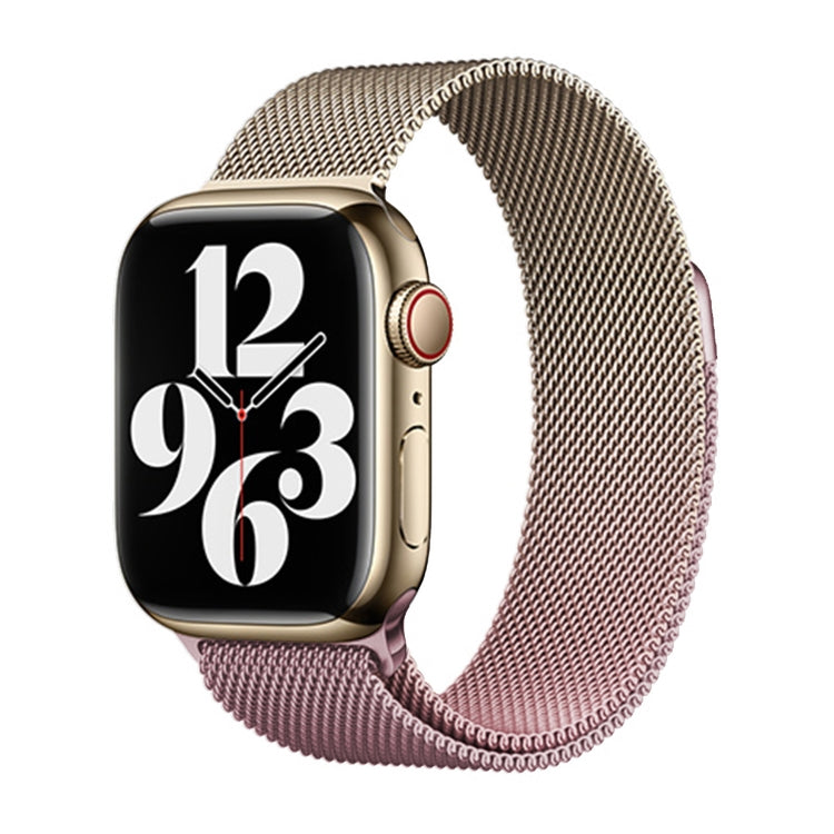 Frendorf | Für Apple Watch SE 2023 40mm Mailand Gradient Loop Magnetische Schnalle Uhrenarmband (Gold Hellrosa)