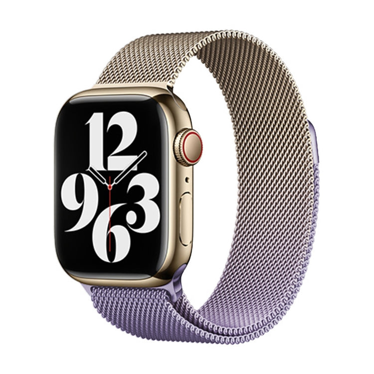 Frendorf | Für Apple Watch SE 2023 40mm Mailänder Gradient Loop Magnetverschluss Armband (Gold Lavendel)