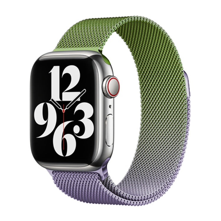 Frendorf | Für Apple Watch Series 4 40mm Milan Gradient Loop Magnetische Schnalle Uhrenarmband (Lila Grün)