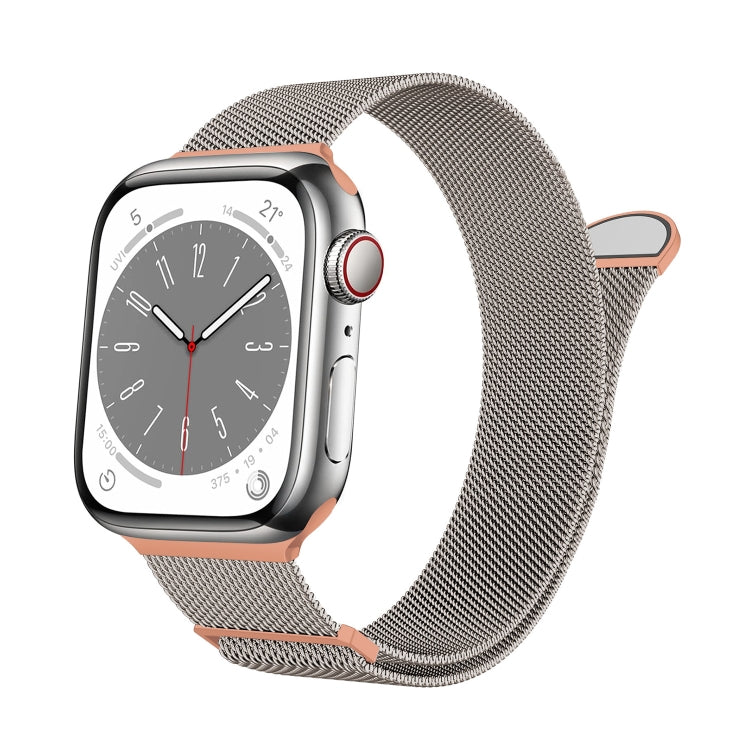 Frendorf | Für Apple Watch Series 7 45mm Zwei Farbige Milanese Loop Magnetische Uhr Band (Sternenlicht Orange)