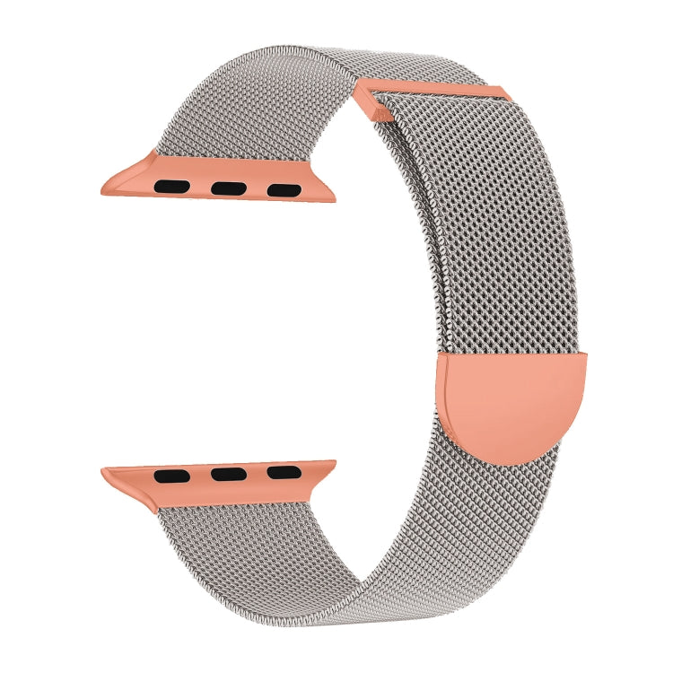 Frendorf | Für Apple Watch Series 7 45mm Zwei Farbige Milanese Loop Magnetische Uhr Band (Sternenlicht Orange)