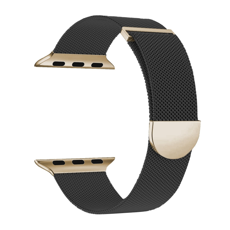 Frendorf | Für Apple Watch Series 4 40mm Zwei Farbige Milanese Schlaufe Magnetische Uhr Band (Schwarz Gold)