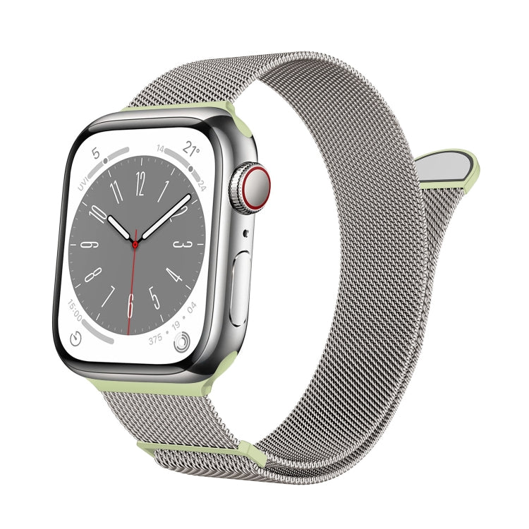 Frendorf | Für Apple Watch Series 4 40mm Zwei Farbige Milanese Loop Magnetische Armband (Sternenlicht Grün)