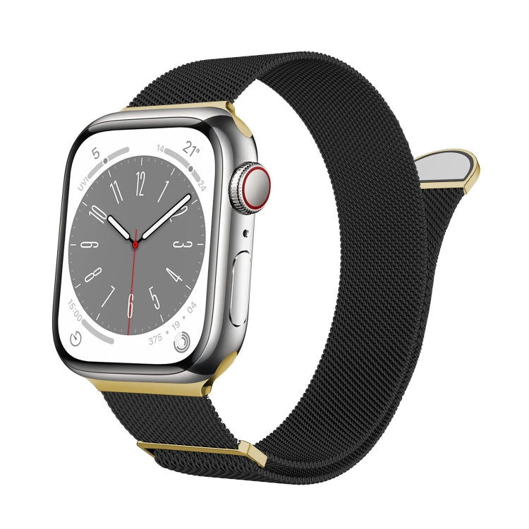 Frendorf | Für Apple Watch 42mm Zwei Farbige Milanese Loop Magnetische Uhr Band (Schwarz Gold)