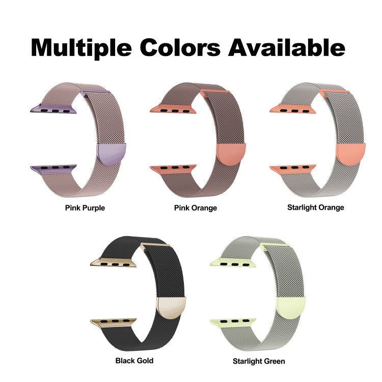 Frendorf | Für Apple Watch Series 6 44mm Zwei Farben Milanese Loop Magnetische Uhrband (Pink Orange)