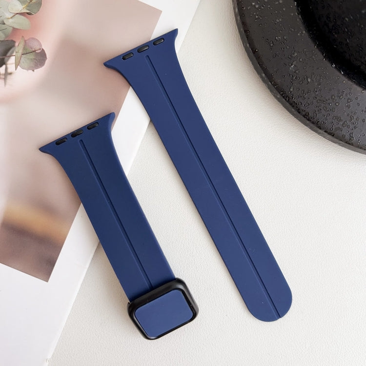 Frendorf | Für Apple Watch SE 2022 40mm Magnetische Quadratische Schnalle Silikon Armband (Mitternachtsblau)
