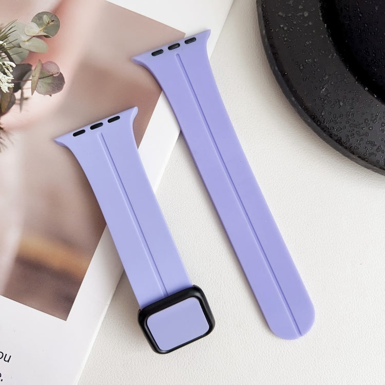 Frendorf | Für Apple Watch SE 2022 40mm Magnetische Quadratische Schnalle Silikon Uhrband (Flieder Lila)