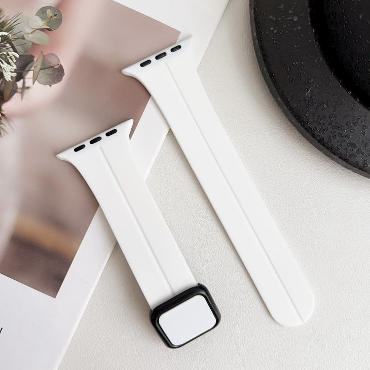 Frendorf | Für Apple Watch SE 40mm Magnetische Quadratische Schnalle Silikon Uhrenarmband (Weiß)