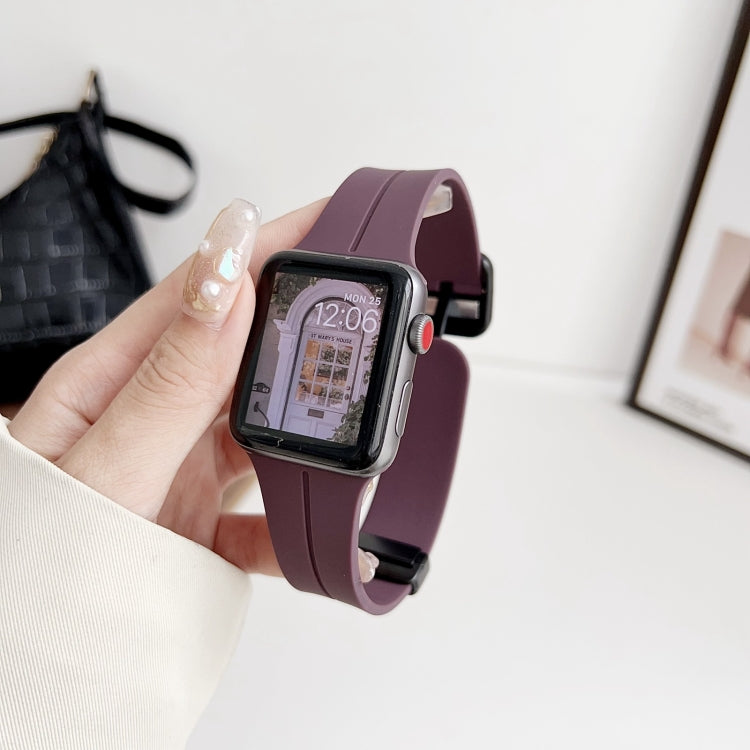Frendorf | Für Apple Watch SE 40mm Magnetische Quadratische Schnalle Silikon Uhrband (Fruchtlila)