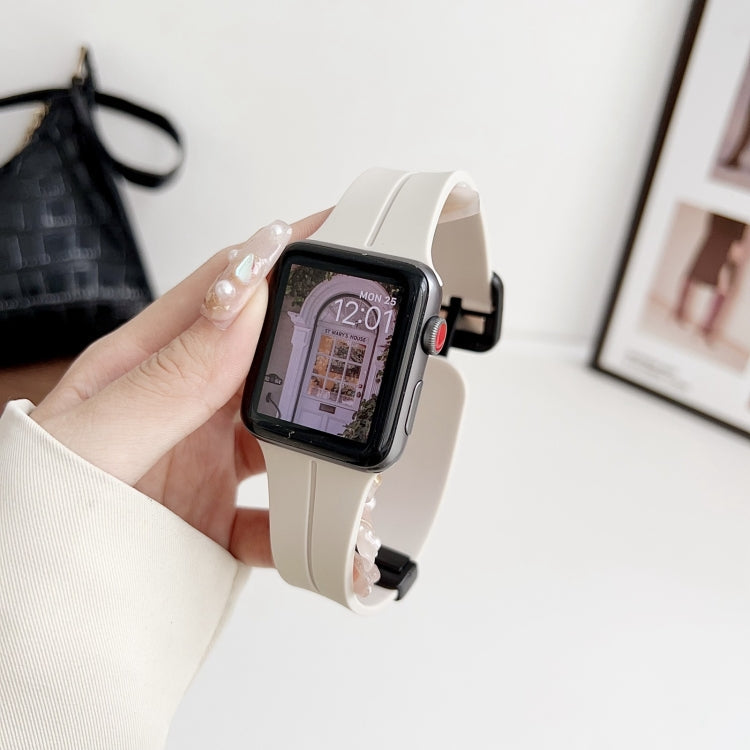 Frendorf | Für Apple Watch SE 40mm Magnetische Quadratische Schnalle Silikon Uhrband (Starlight)