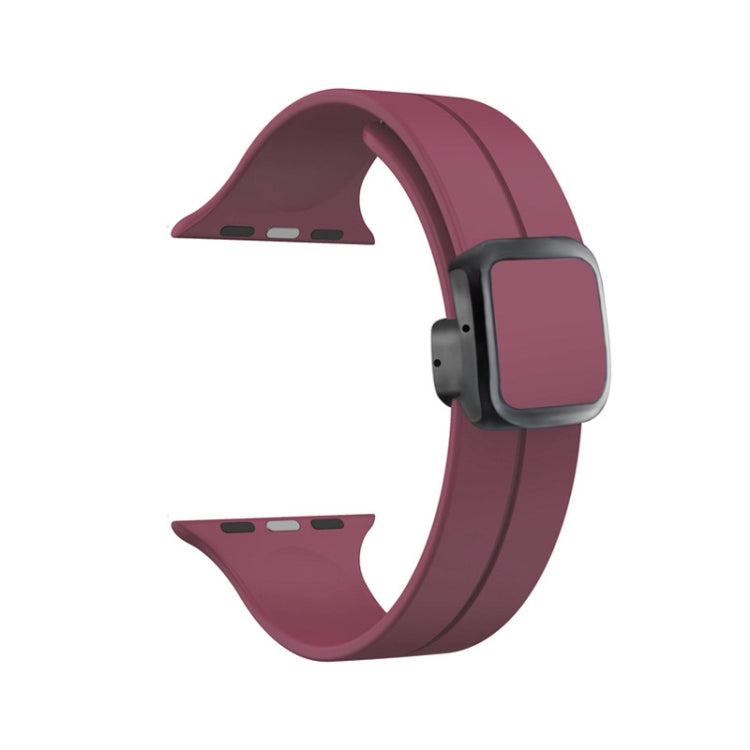 Frendorf | Für Apple Watch Series 2 42mm Magnetische Quadratische Schnalle Silikon Uhrenarmband (Weinrot)