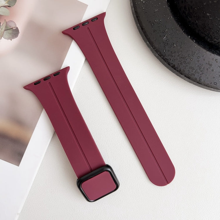 Frendorf | Für Apple Watch Series 2 42mm Magnetische Quadratische Schnalle Silikon Uhrenarmband (Weinrot)
