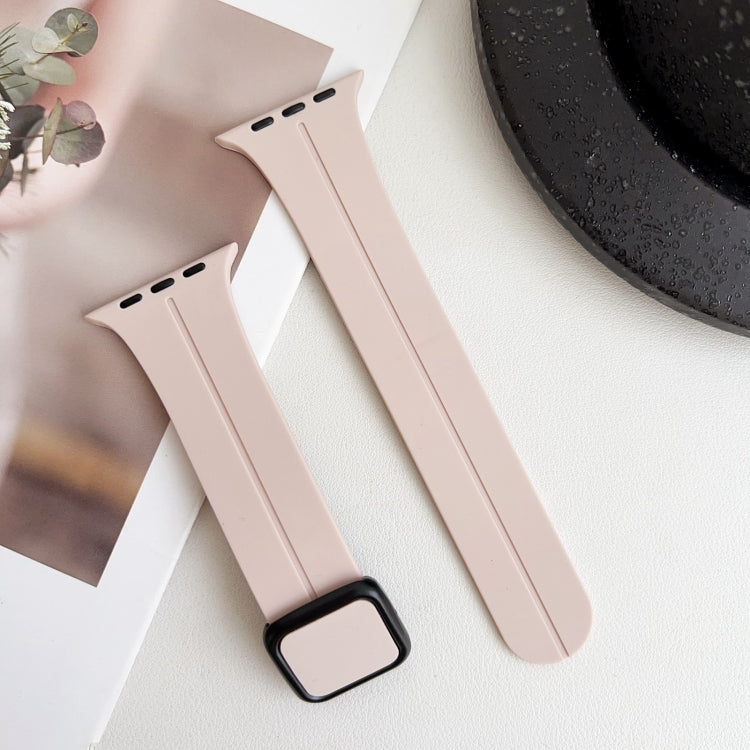 Frendorf | Für Apple Watch 42mm Magnetische Quadratische Schnalle Silikon Armband (Sandrosa)