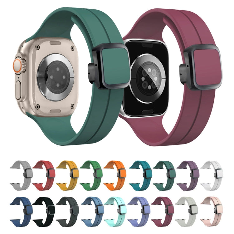 Frendorf | Für Apple Watch Series 2 42mm Magnetische Quadratische Schnalle Silikon Uhrenarmband (Weinrot)