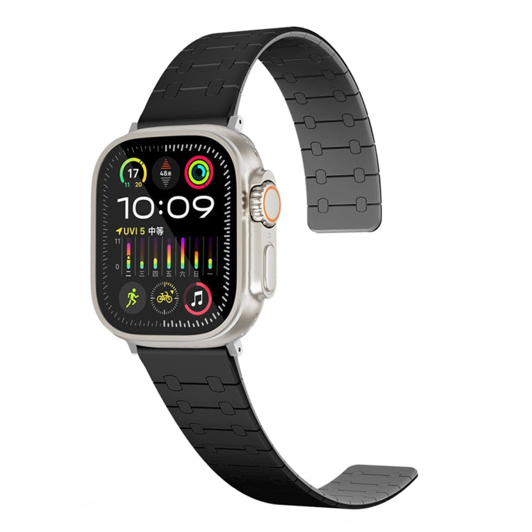Frerndorf | Für Apple Watch Ultra 2 49mm Zwei-Farben-Loop-Magnet-Silikon-Uhrenarmband (Schwarz+Grau)