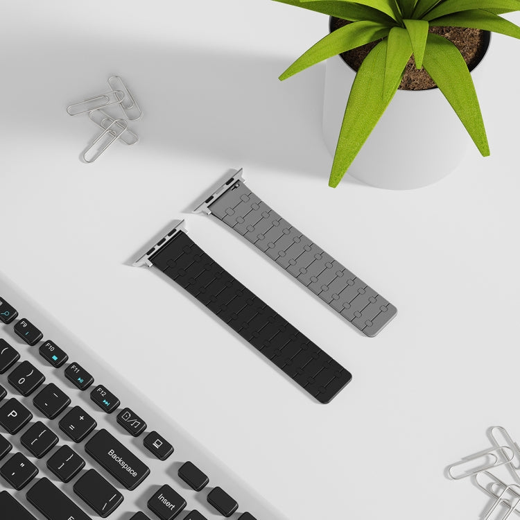 Frerndorf | Für Apple Watch Ultra 2 49mm Zwei-Farben-Loop-Magnet-Silikon-Uhrenarmband (Schwarz+Grau)