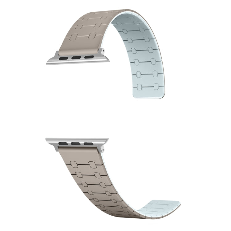 Frendorf | Für Apple Watch SE 40mm Zwei Farben Loop Magnetische Silikon-Uhrenarmband (Khaki+Hellgrün)