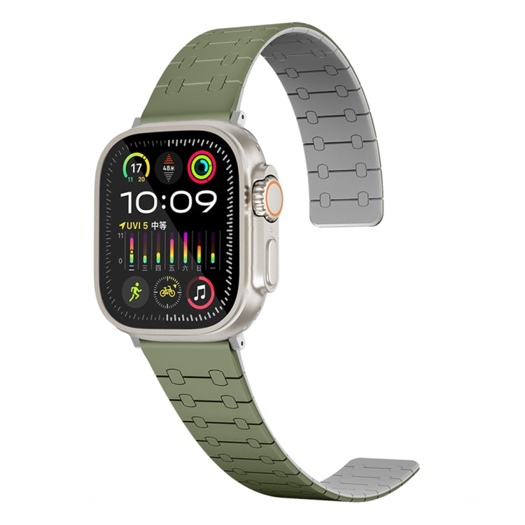 Frendorf | Für Apple Watch SE 40mm Zwei-Farben-Schlaufen-Magnetisches Silikon-Uhrenarmband (Grün+Grau)