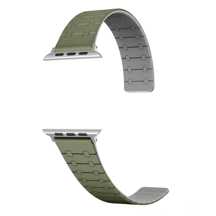 Frendorf | Für Apple Watch SE 40mm Zwei-Farben-Schlaufen-Magnetisches Silikon-Uhrenarmband (Grün+Grau)