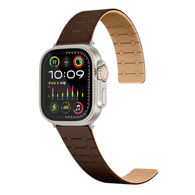 Frendorf | Für Apple Watch Series 4 40mm Zwei Farb Loop Magnetische Silikon Uhr Band (Dunkelbraun+Hellbraun)
