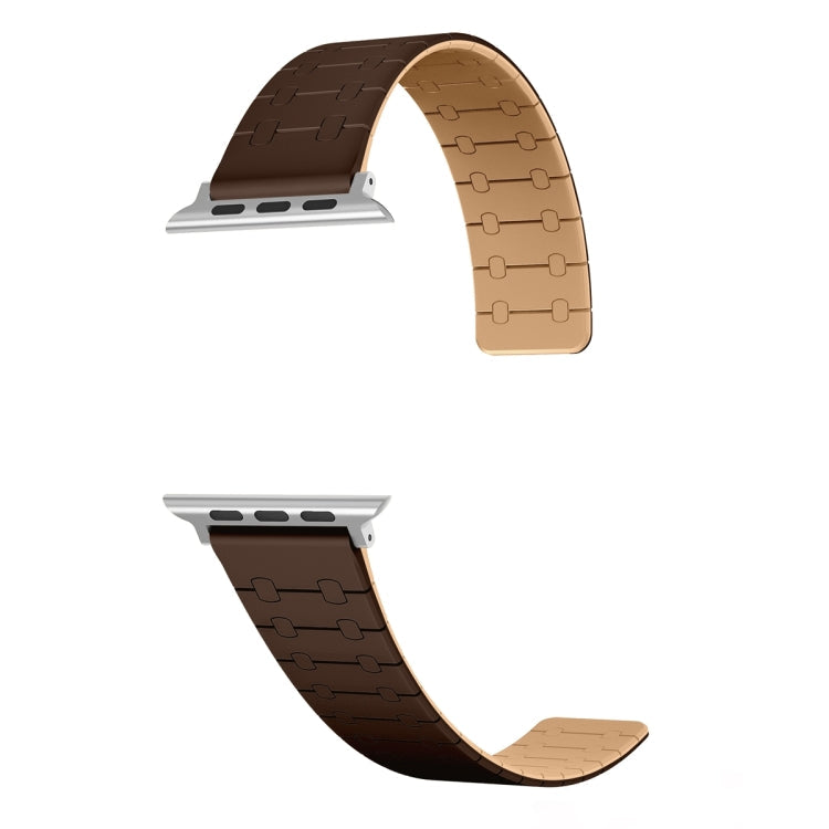 Frendorf | Für Apple Watch Series 4 40mm Zwei Farb Loop Magnetische Silikon Uhr Band (Dunkelbraun+Hellbraun)