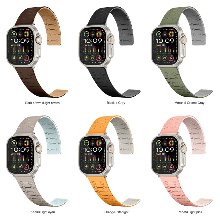 Frendorf | Für Apple Watch SE 40mm Zwei-Farben-Schlaufen-Magnetisches Silikon-Uhrenarmband (Grün+Grau)
