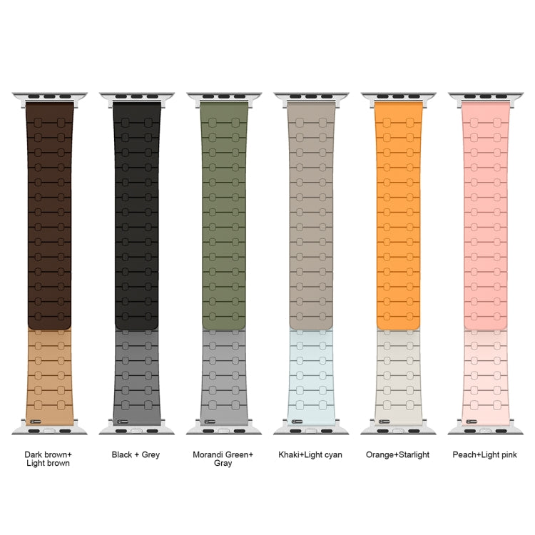 Frendorf | Für Apple Watch SE 40mm Zwei-Farben-Schlaufen-Magnetisches Silikon-Uhrenarmband (Grün+Grau)