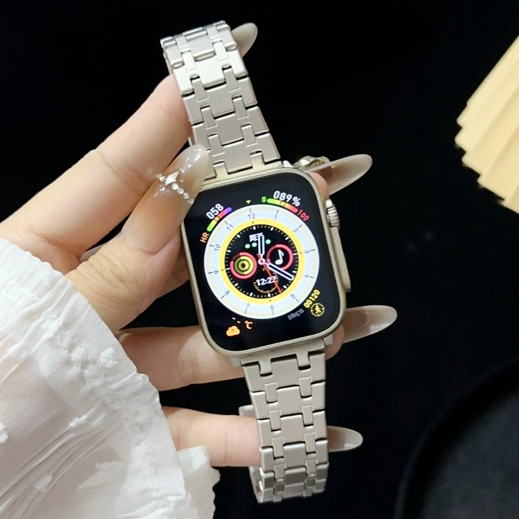 Frerndorf | Für Apple Watch Series 9 45mm Doppel-T Edelstahl Armband (Starlight)