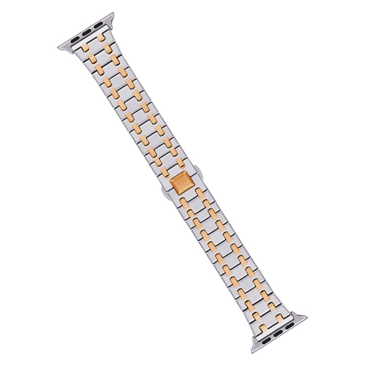 Frerndorf | Für Apple Watch Series 9 45mm Double T Edelstahl Armband (Silber Roségold)