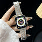 Frerndorf | Für Apple Watch Series 9 45mm Double T Edelstahl Armband (Silber Roségold)