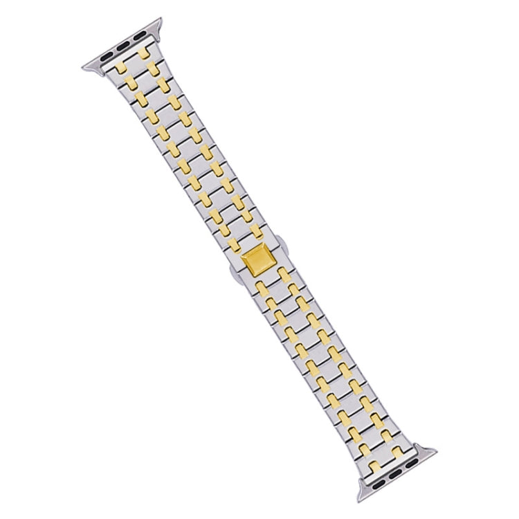 Frendorf | Für Apple Watch Series 5 40mm Double T Edelstahl Armband (Silber Gold)