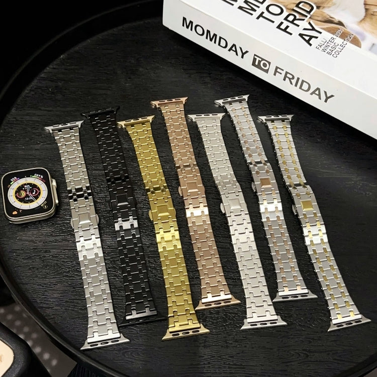 Frerndorf | Für Apple Watch Series 9 45mm Doppel-T Edelstahl Armband (Starlight)