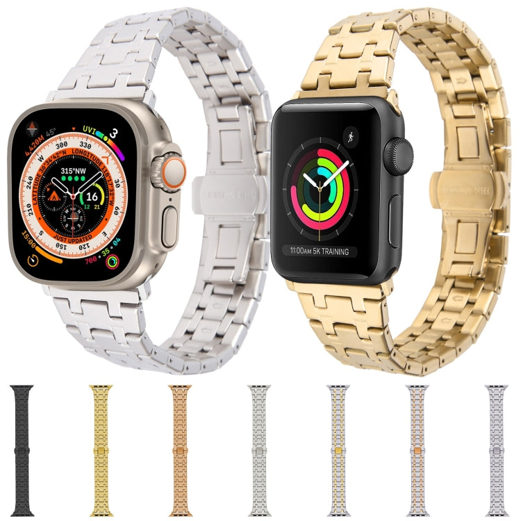Frerndorf | Für Apple Watch Series 9 45mm Doppel-T Edelstahl Armband (Starlight)