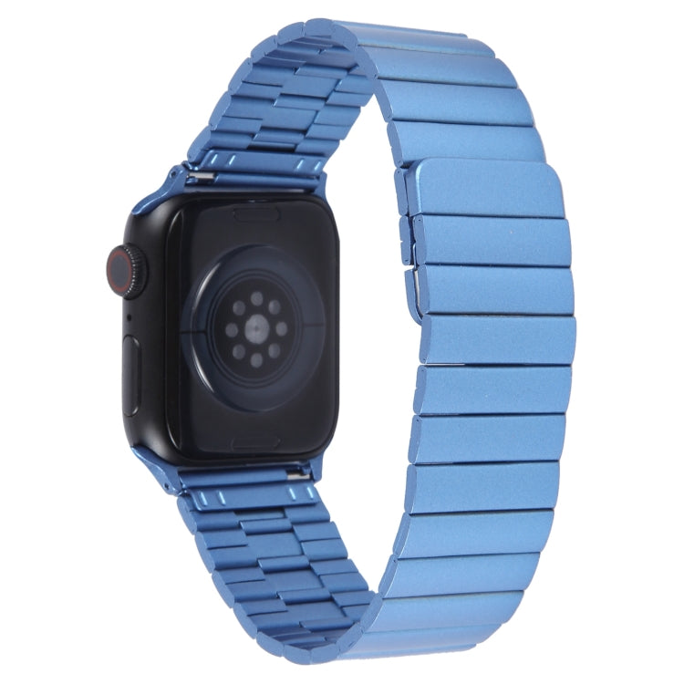 Frendorf | Für Apple Watch Series 4 44mm Bambus Edelstahl Magnet Armband (Blau)