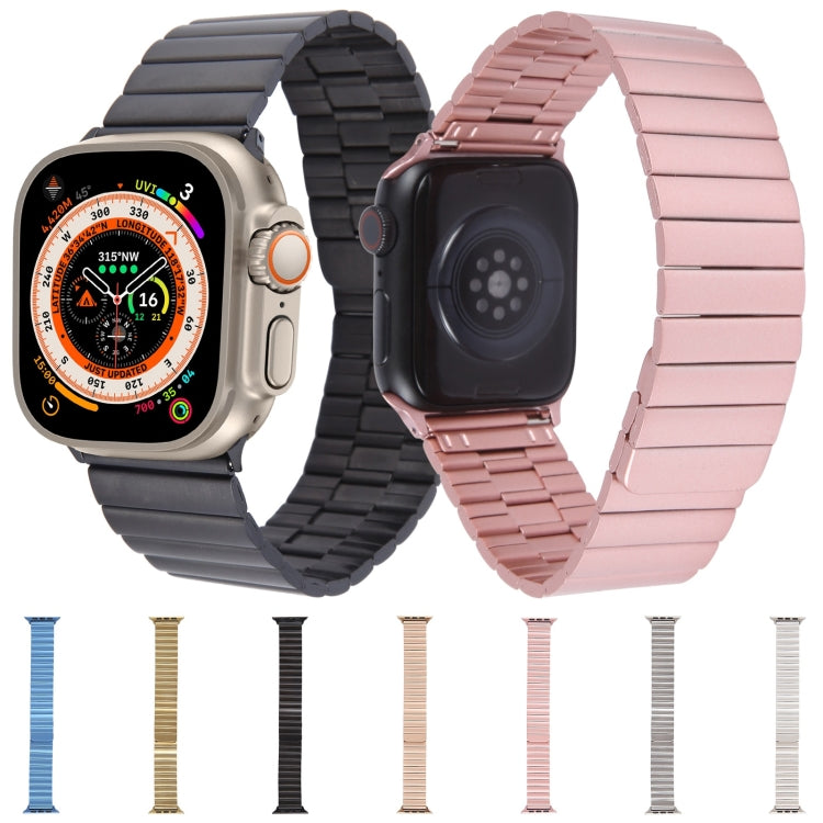 Frendorf | Für Apple Watch Series 5 44mm Bambus Edelstahl Magnetische Uhrband (Rosa)
