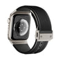 Frendorf | Für Apple Watch Series 6 44mm Vertikale Textur Titan Schnalle Elastisches Silikon Armband (Schwarz)