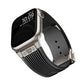 Frendorf | Für Apple Watch Series 6 44mm Vertikale Textur Titan Schnalle Elastisches Silikon Armband (Schwarz)