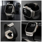 Frendorf | Für Apple Watch Series 6 44mm Vertikale Textur Titan Schnalle Elastisches Silikon Armband (Schwarz)
