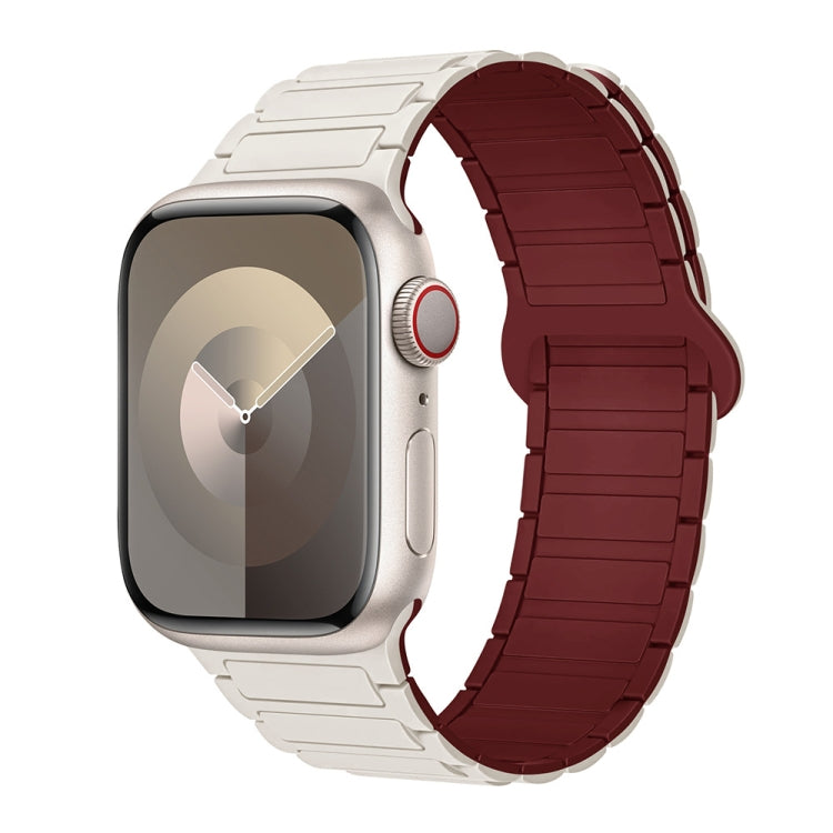 Frendorf | Für Apple Watch SE 40mm I-förmiges magnetisches Silikon-Uhrenarmband (Starlight Weinrot)