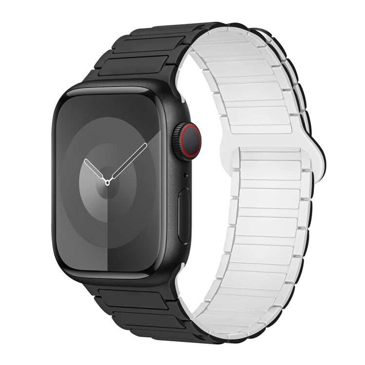 Frendorf | Für Apple Watch SE 40mm I-förmiges magnetisches Silikon-Armband (Schwarz Weiß)