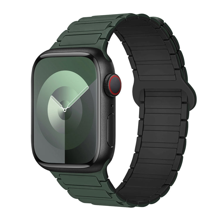 Frendorf | Für Apple Watch SE 40mm I-förmiges magnetisches Silikon-Uhrenarmband (Dunkles Teal Schwarz)