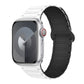 Frendorf | Für Apple Watch SE 44mm I-Shape Magnetisches Silikon Armband (Weiß Schwarz)