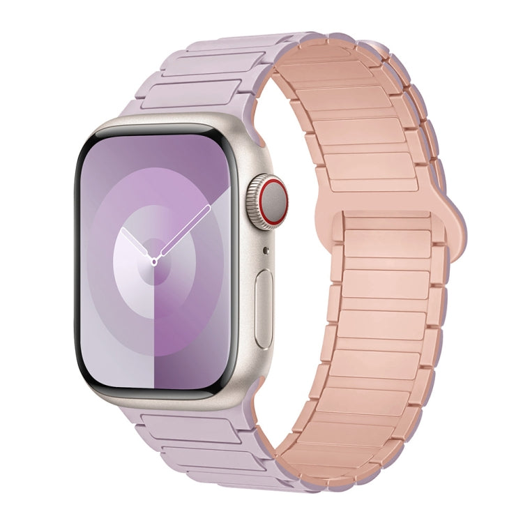 Frendorf | Für Apple Watch Series 4 40mm I-förmiges magnetisches Silikon-Uhrenarmband (Helllila Pink)