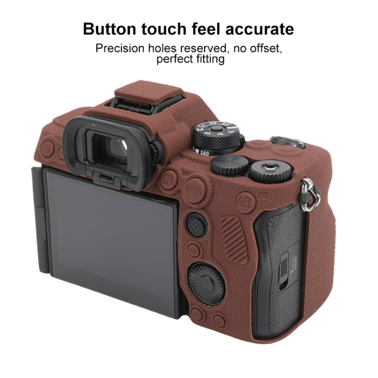 Frendorf | Voor Sony ILCE7RM5 / A7R5 Litchi Textuur Zacht Siliconen Beschermhoes (Koffie)