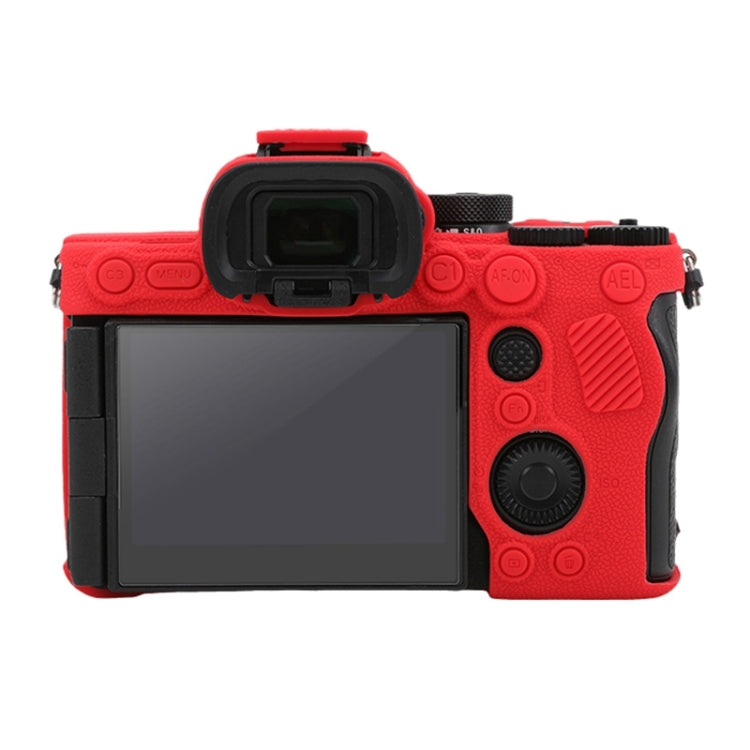 Frendorf | Für Sony ILCE7RM5 / A7R5 Litchi-Textur weiche Silikon-Schutzhülle (Rot)