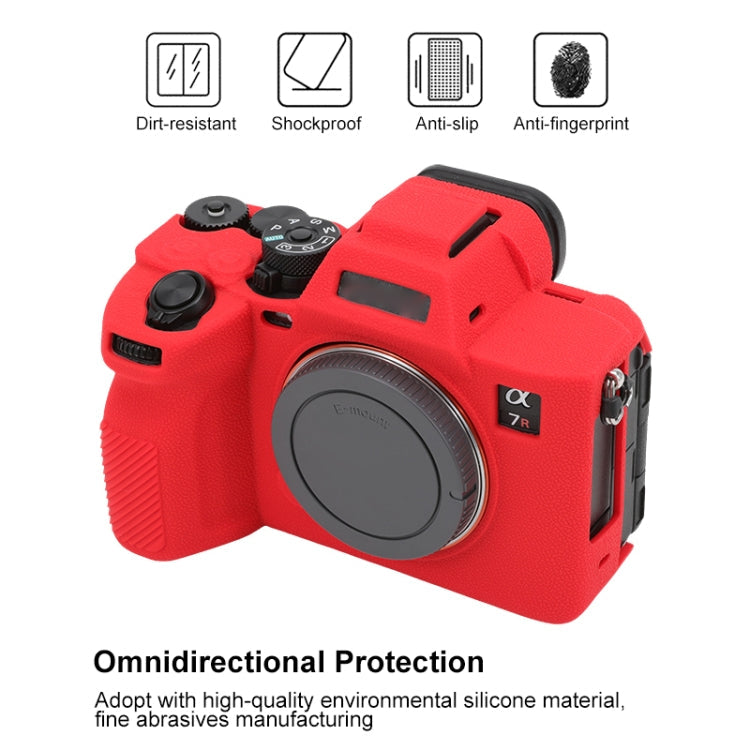 Frendorf | Für Sony ILCE7RM5 / A7R5 Litchi-Textur weiche Silikon-Schutzhülle (Rot)