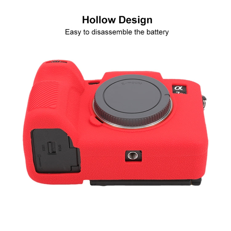 Frendorf | Für Sony ILCE7RM5 / A7R5 Litchi-Textur weiche Silikon-Schutzhülle (Rot)