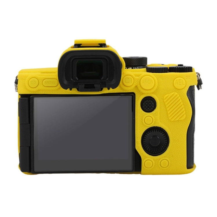 Frendorf | Für Sony ILCE7RM5 / A7R5 Litchi-Textur Weiche Silikon Schutzgehäuse (Gelb)