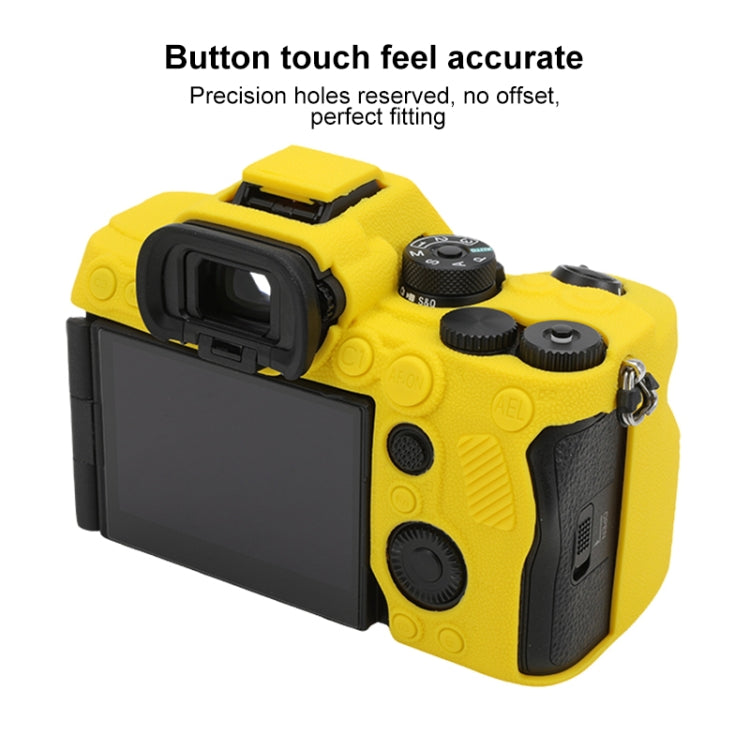 Frendorf | Für Sony ILCE7RM5 / A7R5 Litchi-Textur Weiche Silikon Schutzgehäuse (Gelb)