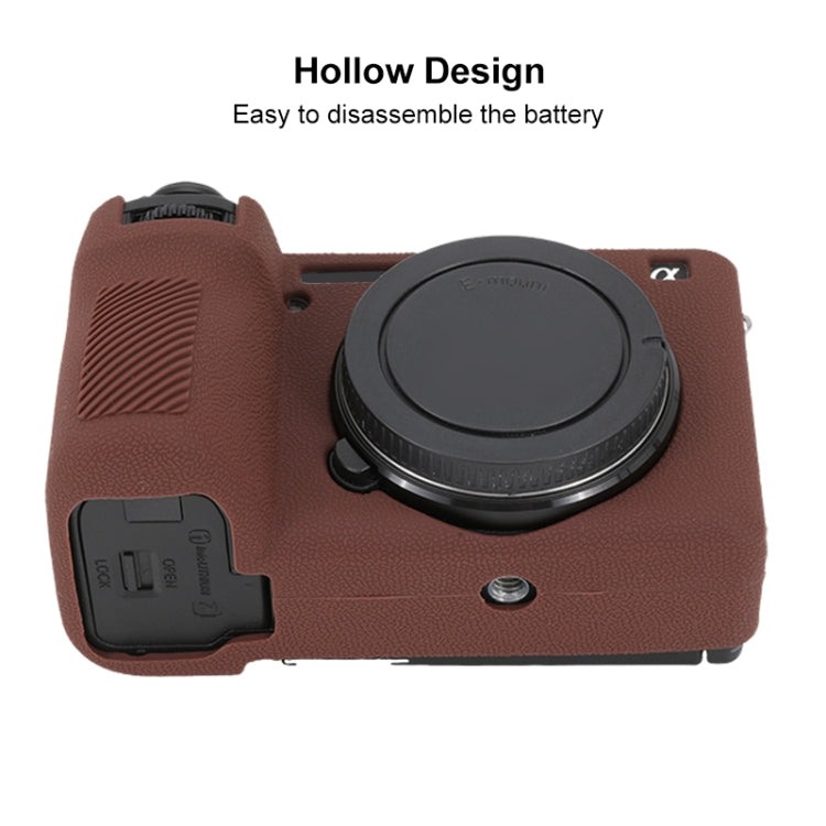 Frendorf | Voor Sony ILCE-6700 / A6700 Litchi Textuur Zachte Siliconen Beschermcase (Koffie)